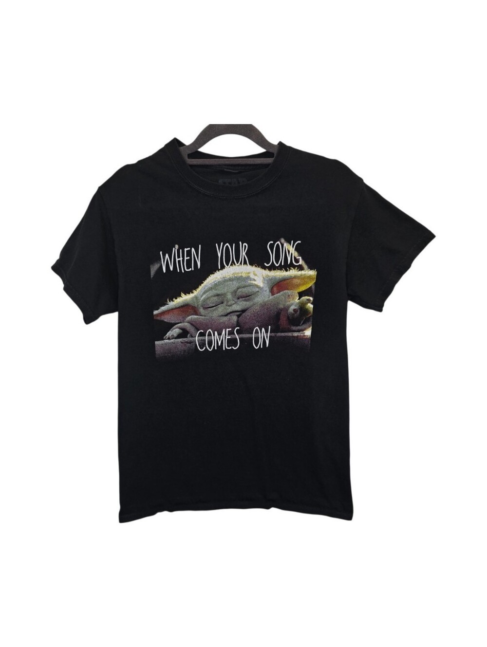 Star Wars Men's S The Mandalorian Grogu Baby Yoda Black Graphic T-shirt